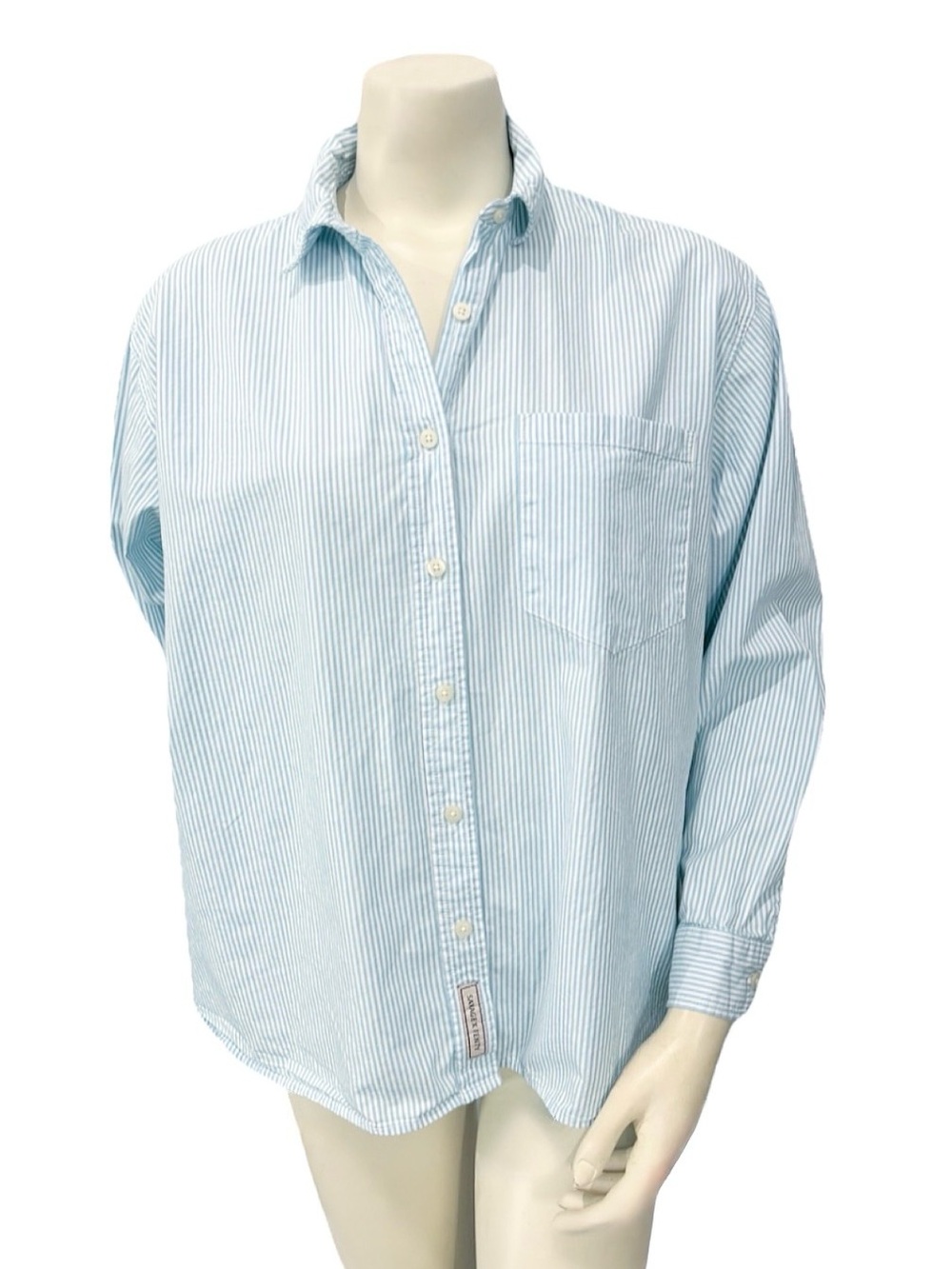 Savage X Fenty Blue & White Striped Oversized Button Down Shirt Size 8-10